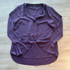 Simply Vera 1/2 button down bell sleeve blouse, plum, size small